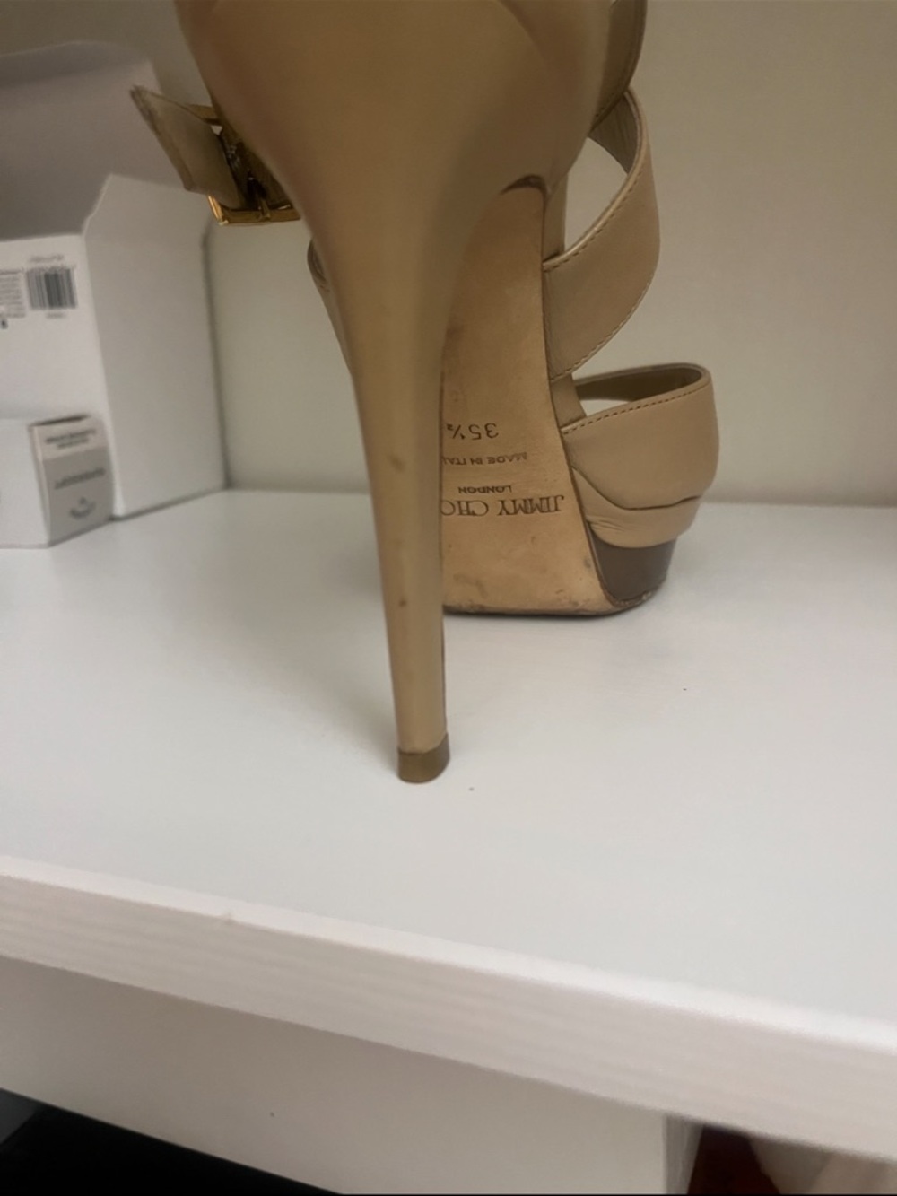 Jimmy Choo Kuki Nude Leather Strappy Platform Stiletto Sandals - Picture 13 of 16